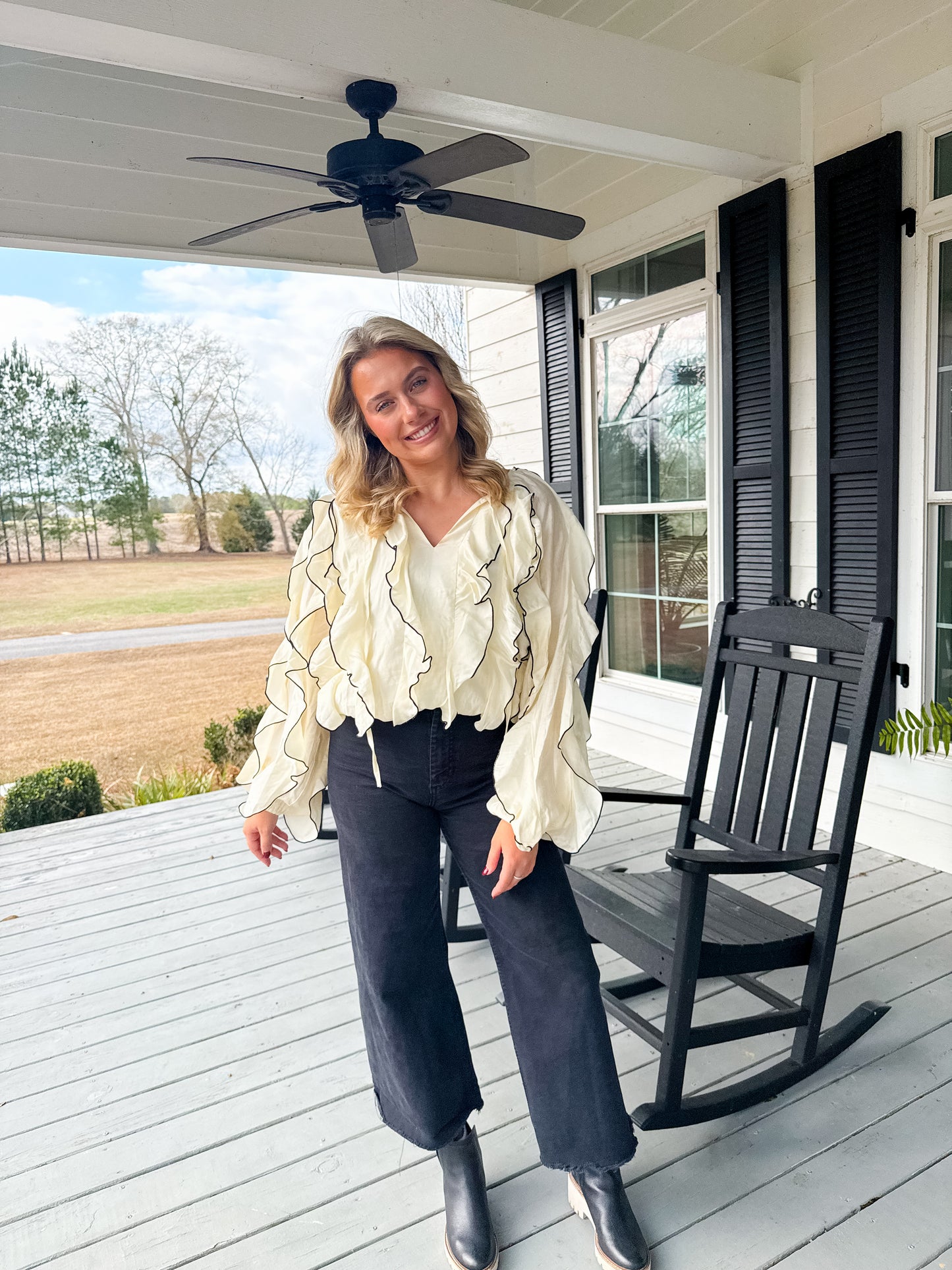 Champagne Ruffle Blouse