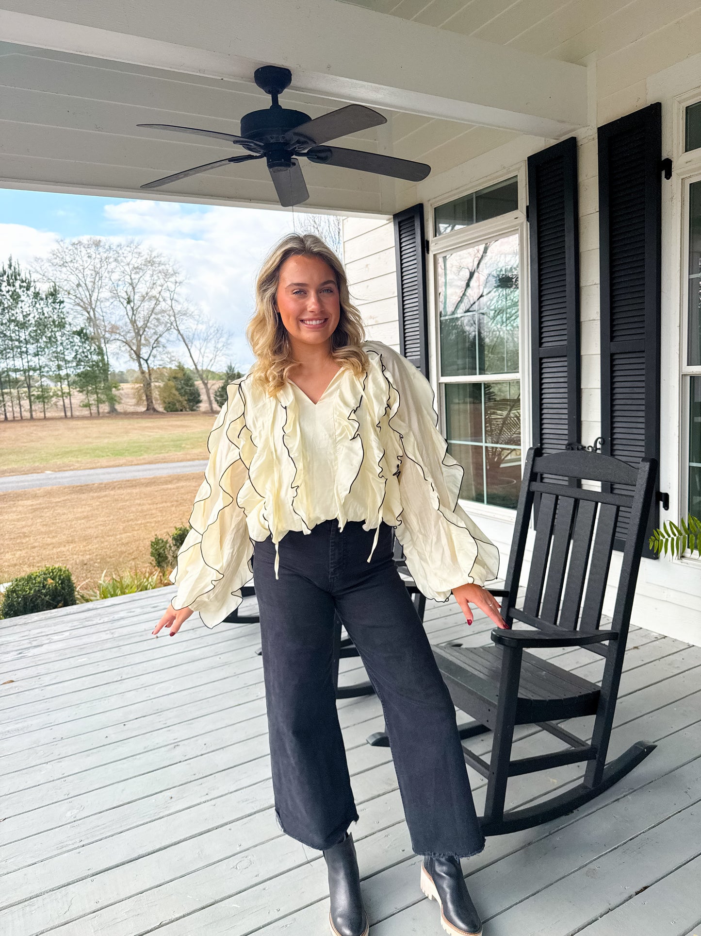Champagne Ruffle Blouse